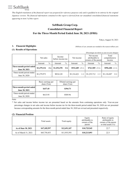 Consolidated Financial Report for the Three-Month Period Ended June 30, 2021 (IFRS)