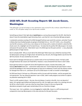 2020 NFL Draft Scouting Report: QB Jacob Eason, Washington
