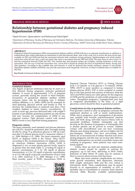 Relationship Between Gestational Diabetes and Pregnancy Induced Hypertension (PIH)