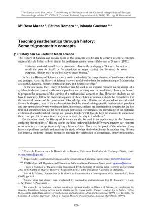 Teaching Mathematics Through History: Some Trigonometric Concepts