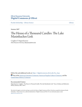 The House of a Thousand Candles: the Lake Maxinkuckee Link