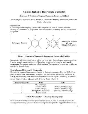 An Introduction to Heterocyclic Chemistry
