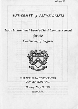 1979 Commencement Program, University Archives, University Of