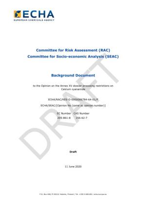 (RAC) Committee for Socio-Economic Analysis (SEAC) Background Document