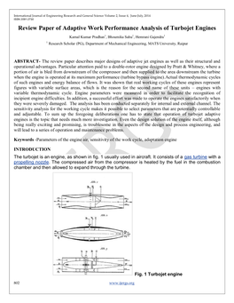 99. Review Paper of Adaptive Work Performance Analysis of Turbojet Engines