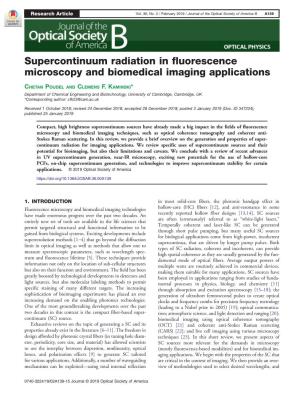 Supercontinuum Radiation in Fluorescence Microscopy and Biomedical Imaging Applications