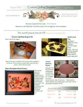 This Month's Projects from the DT Featuring the New CQ Monthly Kits