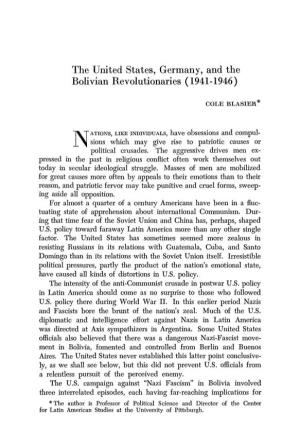The United States, Germany, and the Bolivian Revolutionaries (1941-1946)