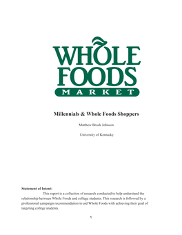 Millennials & Whole Foods Shoppers