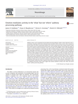 'What' but Not 'Where' Auditory Processing Pathway