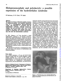 Holoprosencephaly and Polydactyly: a Possible Expression of the Hydrolethalus Syndrome