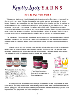 How to Dye Yarn Part 1