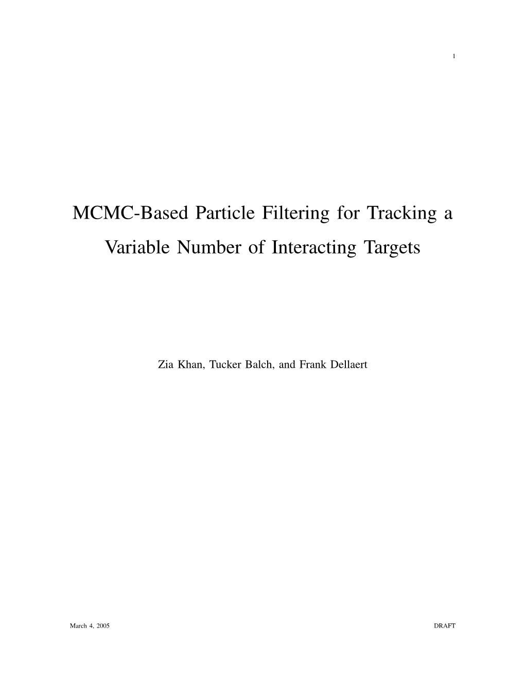 MCMC-Based Particle Filtering for Tracking a Variable Number of Interacting Targets