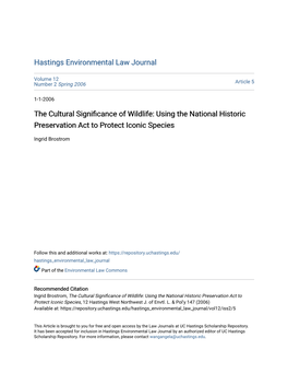 Using the National Historic Preservation Act to Protect Iconic Species