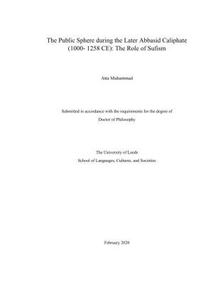 The Public Sphere During the Later Abbasid Caliphate (1000- 1258 CE): the Role of Sufism
