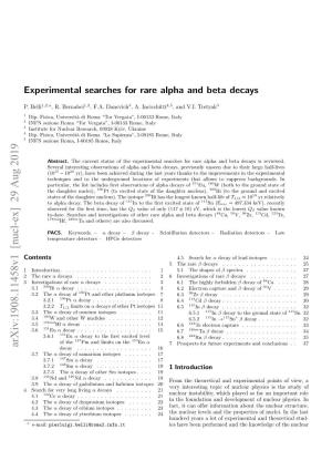Experimental Searches for Rare Alpha and Beta Decays
