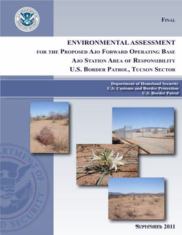 Environmental Assessment U.S. Border Patrol, Tucson