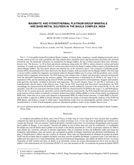 Magmatic and Hydrothermal Platinum-Group Minerals and Base-Metal Sulfides in the Baula Complex, India