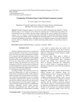 Visualization of Chemical Space Using Principal Component Analysis