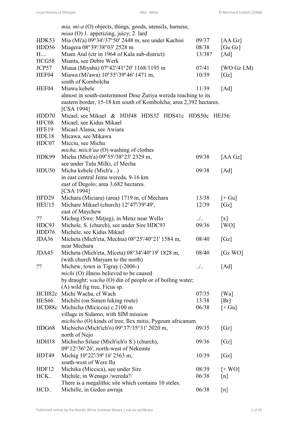 Local History of Ethiopia