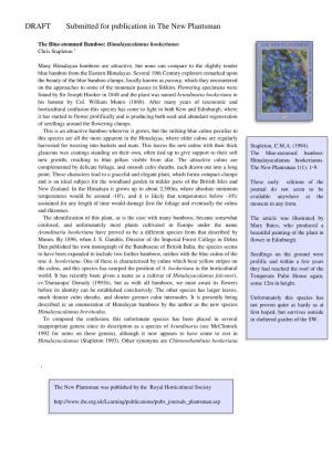 The Blue-Stemmed Bamboo: Himalayacalamus Hookerianus Chris Stapleton 1