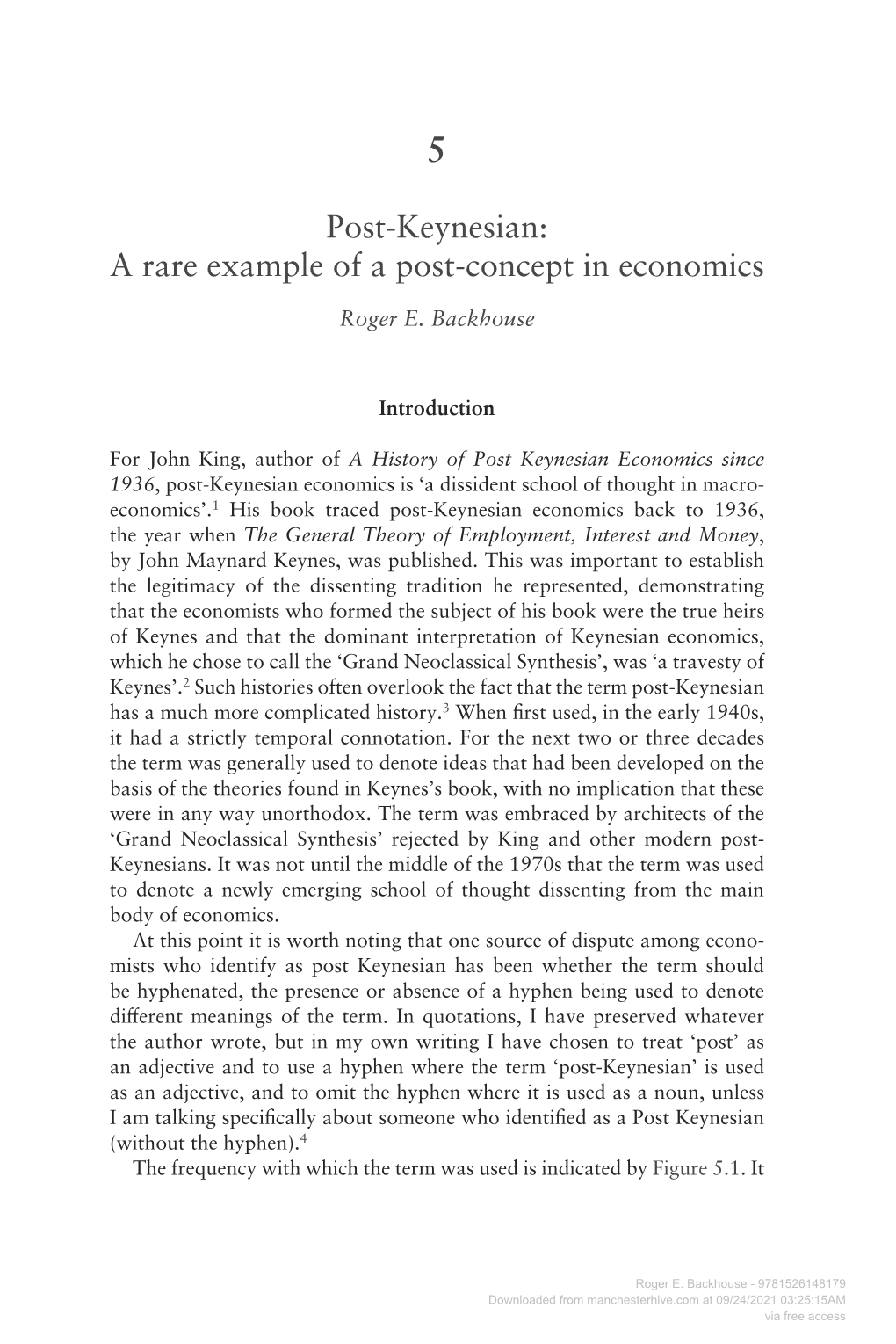 Post-Keynesian: a Rare Example of a Post-Concept in Economics