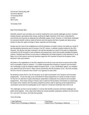 Letter to Prime Minister