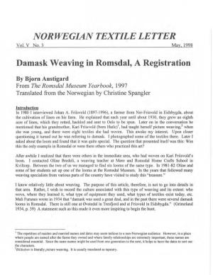 The Romsdal Museum Yearbook, 1997 Translated from the Norwegian by Christine Spangler