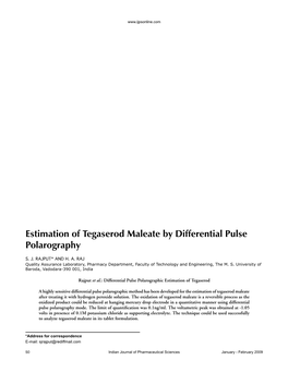Estimation of Tegaserod Maleate by Differential Pulse Polarography
