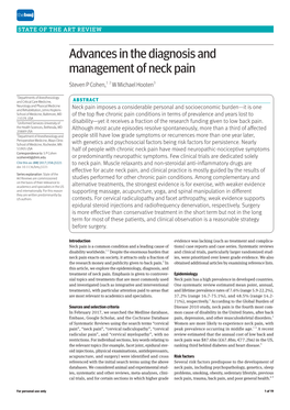 Advances in the Diagnosis and Management of Neck Pain