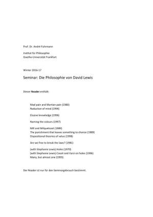 Seminar: Die Philosophie Von David Lewis