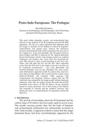 Proto-Indo-Europeans: the Prologue