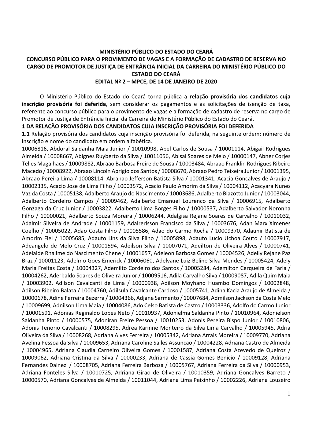 1 Ministério Público Do Estado Do Ceará Concurso