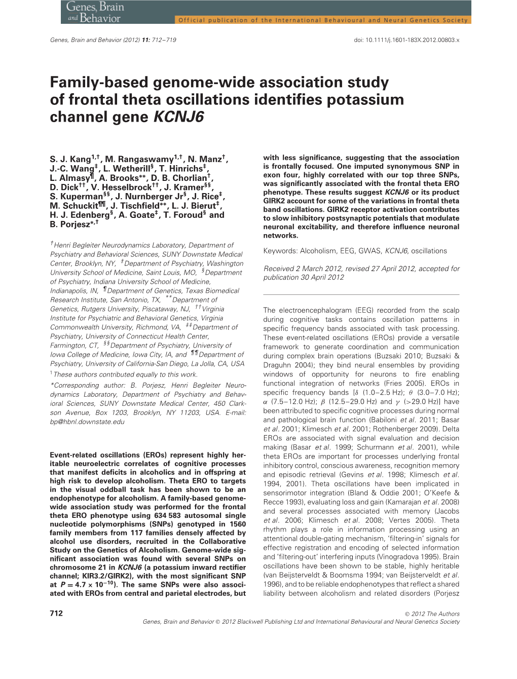 Familybased Genomewide Association Study of Frontal Theta Oscillations