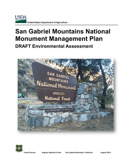 San Gabriel Mountains National Monument Management Plan EA