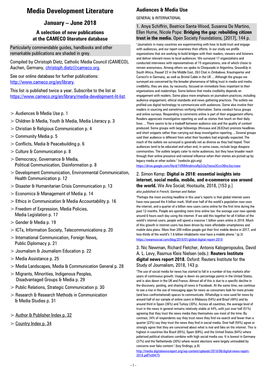 Media Development Literature Audiences & Media Use GENERAL & INTERNATIONAL January – June 2018 1