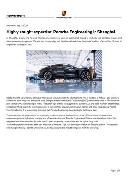 Porsche Engineering in Shanghai