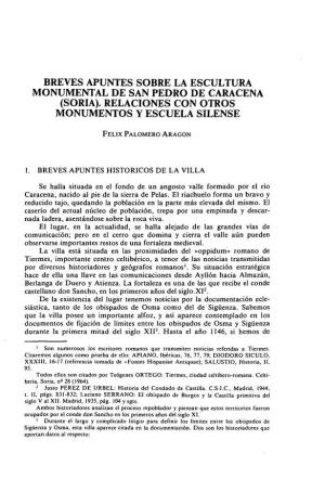 Breves Apuntes Sobre La Escultura Monumental De San Pedro De Caracena (Soria)