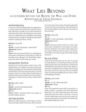 What Lies Beyond an Extended Bestiary for Beyond the Wall and Other Adventures by Colin Chapman