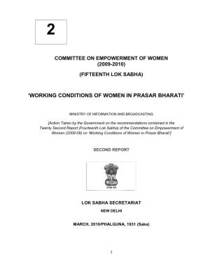 „Working Conditions of Women in Prasar Bharati‟