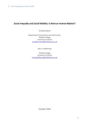 Social Inequality and Social Mobility: Is There an Inverse Relation?