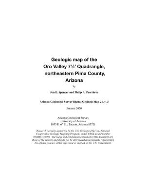 Geologic Map of the Oro Valley 7½' Quadrangle, Northeastern Pima County, Arizona By