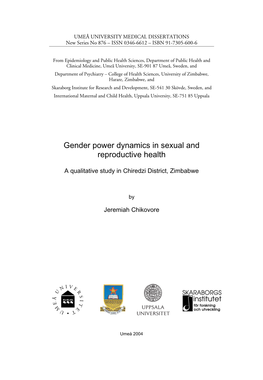 Gender Power Dynamics in Sexual and Reproductive Health