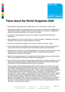 Facts About the World Outgames 2009