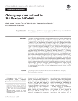 Chikungunya Virus Outbreak in Sint Maarten, 2013–2014