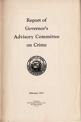 Report of Governor's Advisory Committee on Crime