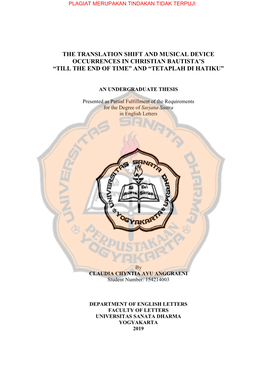 The Translation Shift and Musical Device Occurrences in Christian Bautista’S “Till the End of Time” and “Tetaplah Di Hatiku”