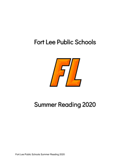 Fort Lee Public Schools Summer Reading 2020