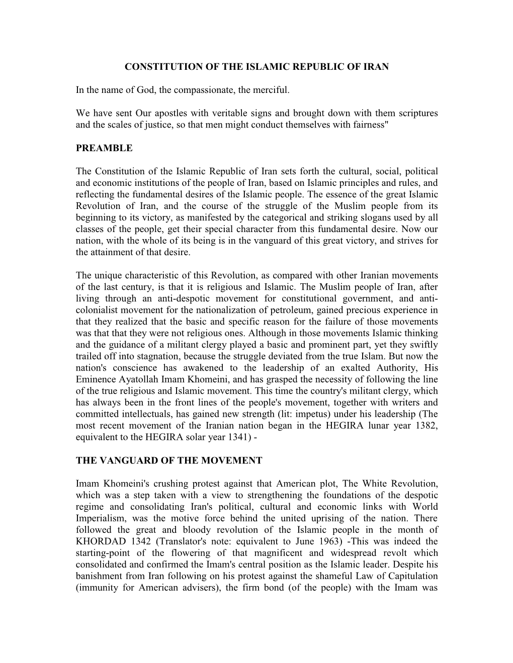 Constitution of the Islamic Republic of Iran