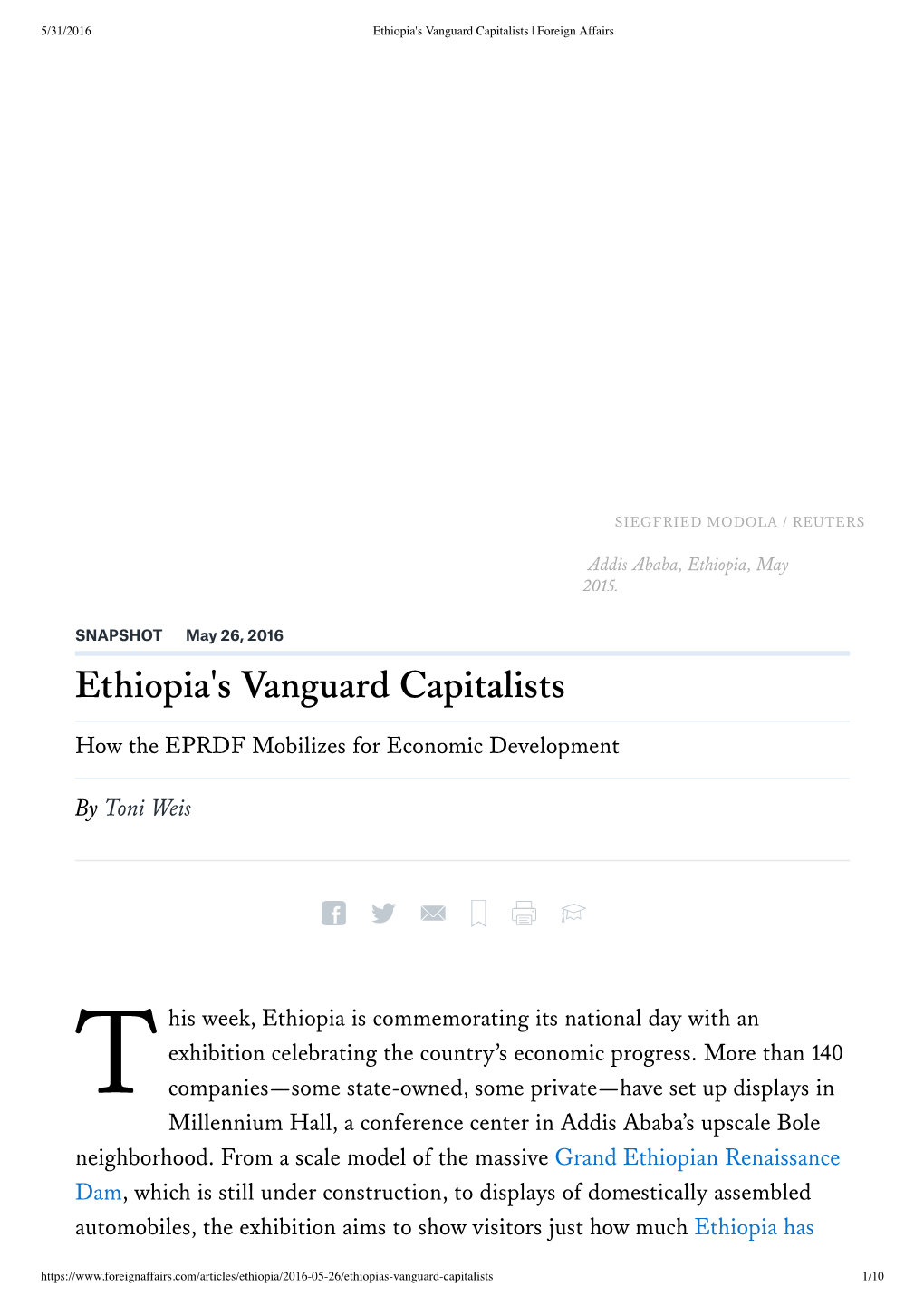 Ethiopia's Vanguard Capitalists | Foreign Affairs
